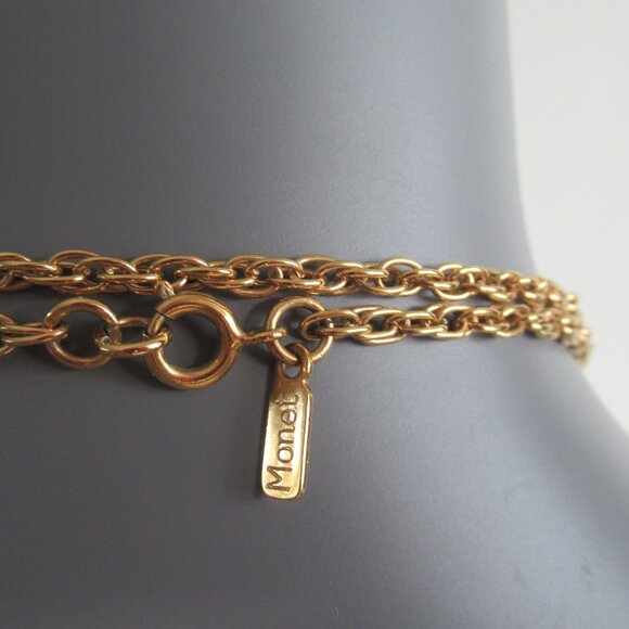 Vintage Signed Monet Extra Long Gold Tone Necklace 54" Long, From Estate - Picture 4 of 5